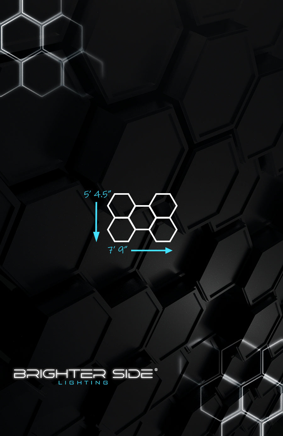 Brighter Side Lighting HIVE 5 Hexagon LED Lighting for Garages Gyms Barbershops Mancaves Detaiiling