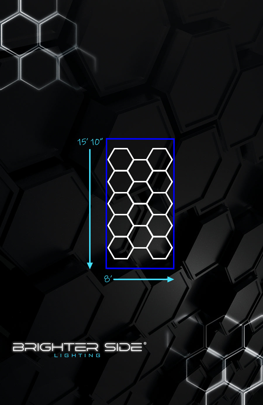 Hexagon Lighting with Blue Border from Brighter Side Lighting