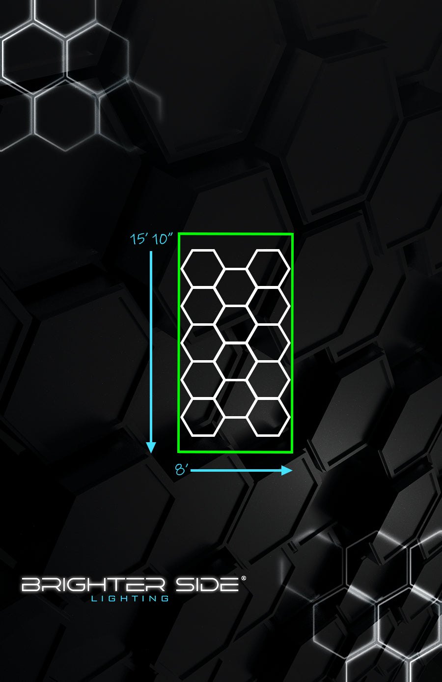 Hexagon Lighting with Green Border from Brighter Side Lighting