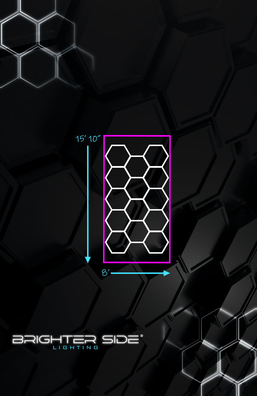 Hexagon Lighting with Magenta Pink Border from Brighter Side Lighting