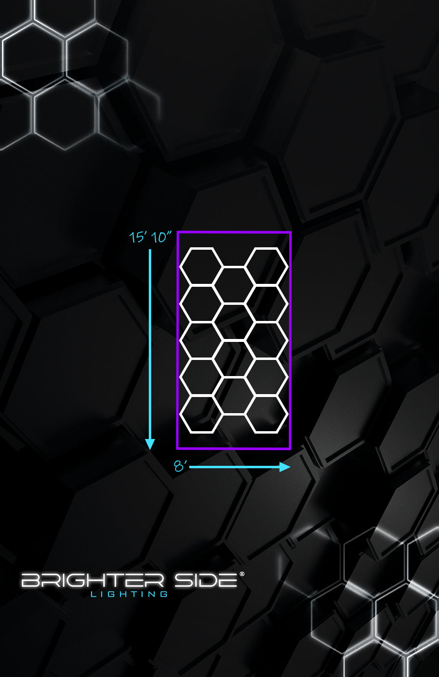 Hexagon Lighting with Purple Border from Brighter Side Lighting