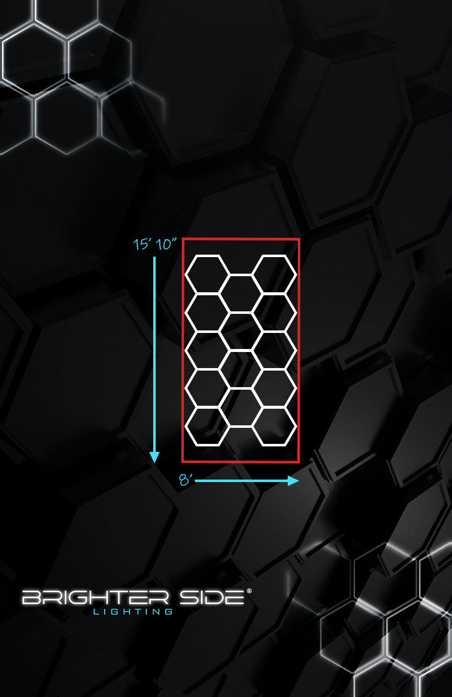 Hexagon Lighting with Red Border from Brighter Side Lighting