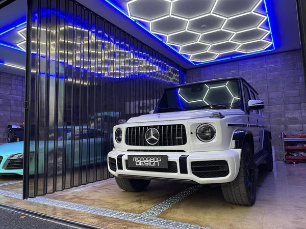 HIVE - (Gen 2) Hexagon LED Lighting System - Single Garage Kit with Blue Border