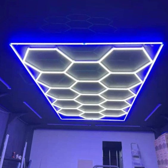 HIVE - (Gen 2) Hexagon LED Lighting System - Single Garage Kit with Blue Border