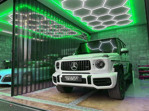 HIVE - (Gen 2) Hexagon LED Lighting System - Single Garage Kit with Green Border