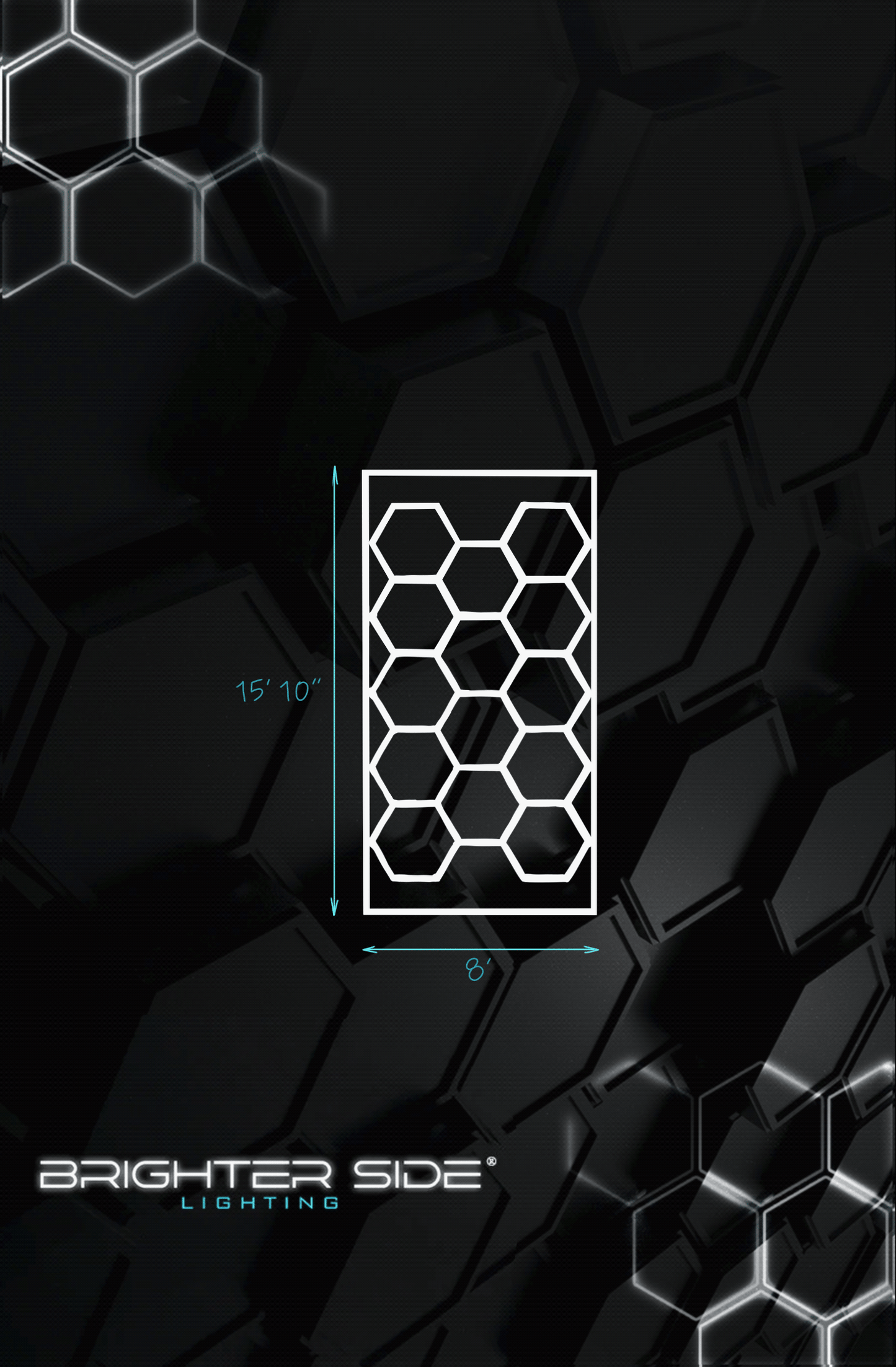 HIVE - (Gen 2) Hexagon LED Lighting System with Integrated Dimmer - Single Garage Kit with Border