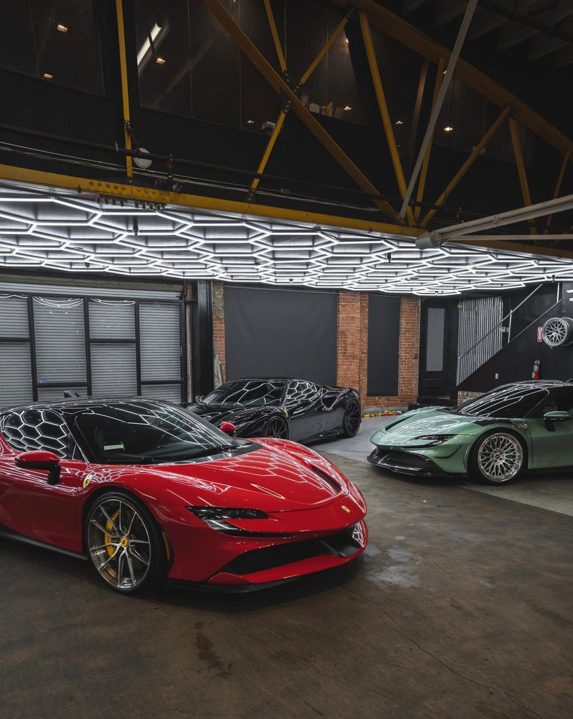 3 Car Garage Hexagon Lighting