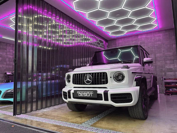HIVE - (Gen 2) Hexagon LED Lighting System - Single Garage Kit with Magenta Border
