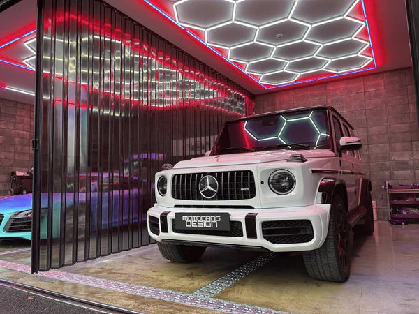 HIVE - (Gen 2) Hexagon LED Lighting System - Single Garage Kit with Red Border
