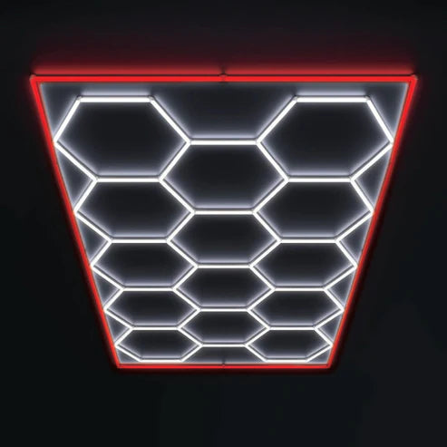 HIVE - (Gen 2) Hexagon LED Lighting System - Single Garage Kit with Red Border