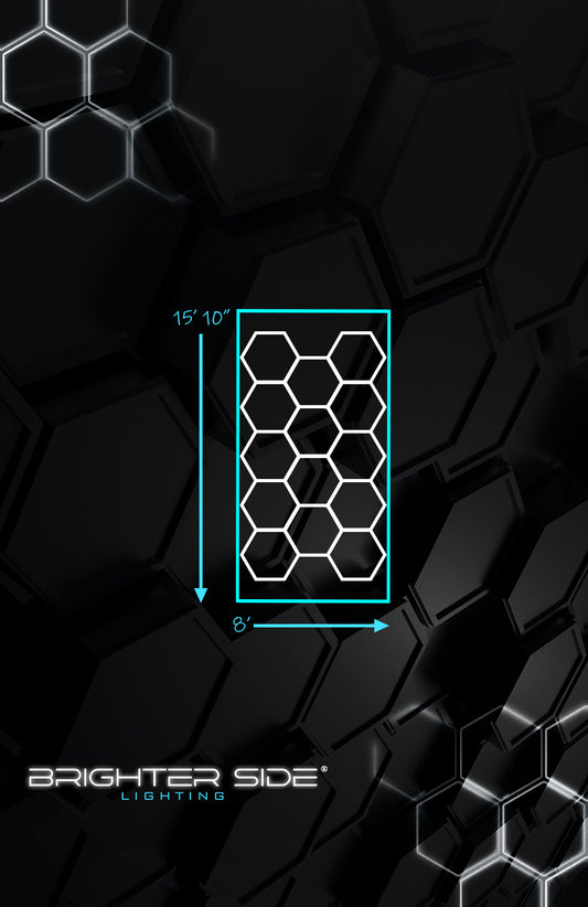 Hexagon Lighting with Cyan Light Blue Border from Brighter Side Lighting
