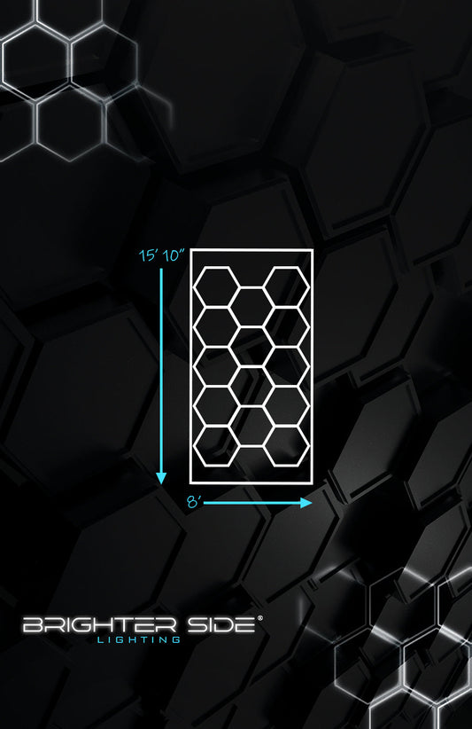 Brighter Side Lighting HIVE Hexagon LED Lighting with Border for Garage Gym Barbershop Detailing Wrap Tint Showroom and more