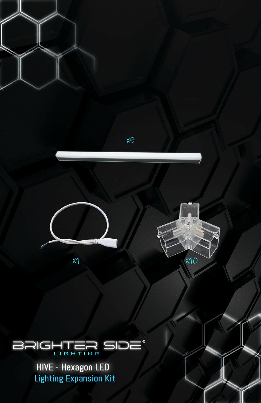 Brighter Side Lighting HIVE Hexagon Lighting Expansion Kit components