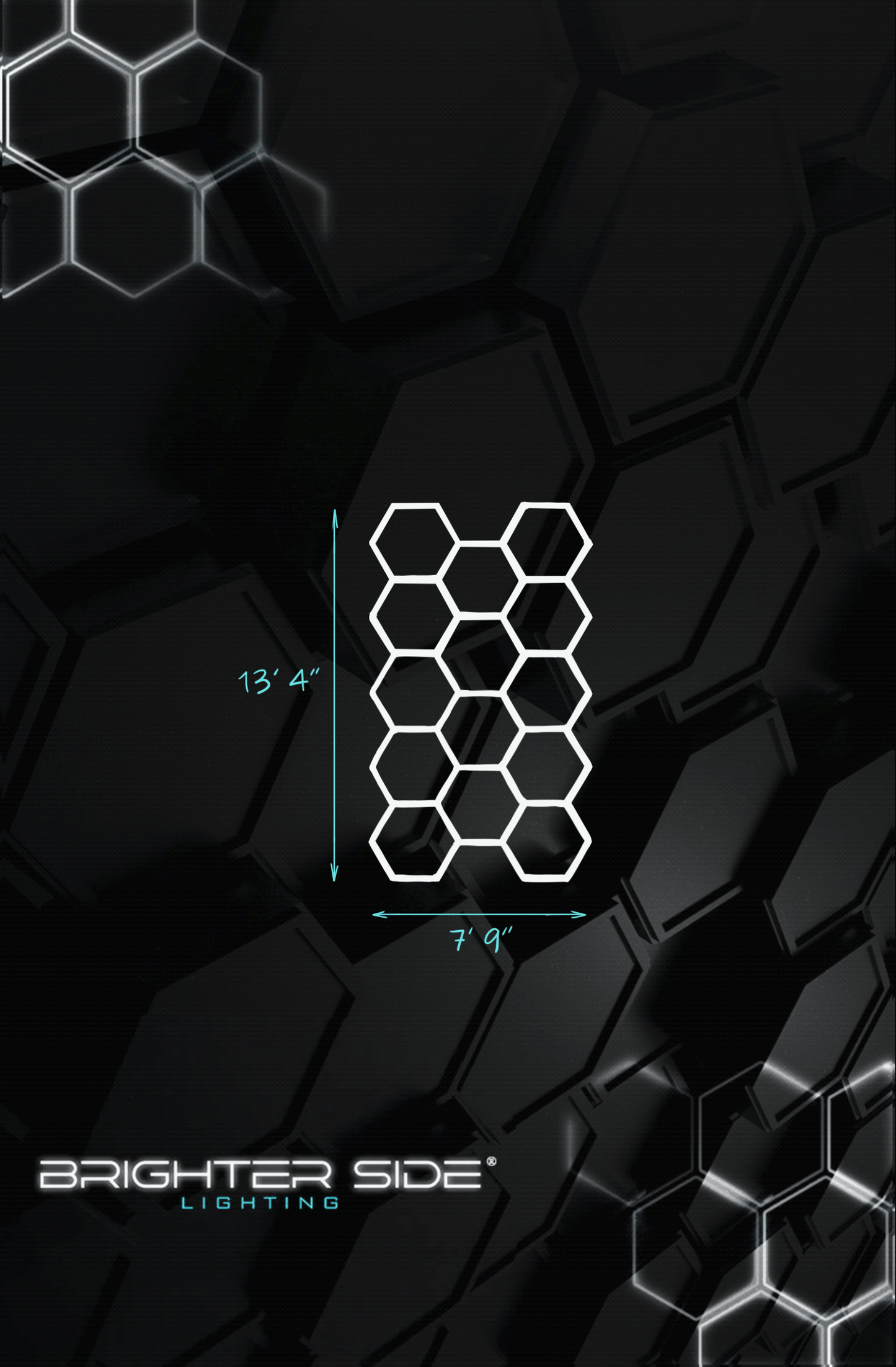 HIVE - (Gen 2) Hexagon LED Lighting System with Integrated Dimmer - Borderless Single Garage Kit