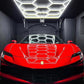 Brighter Side Lighting HIVE Hexagon LED Lighting with Border in Garage with Ferrari