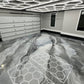 HIVE Hexagon Garage Lighting with Border in Garage with Epoxy Floors