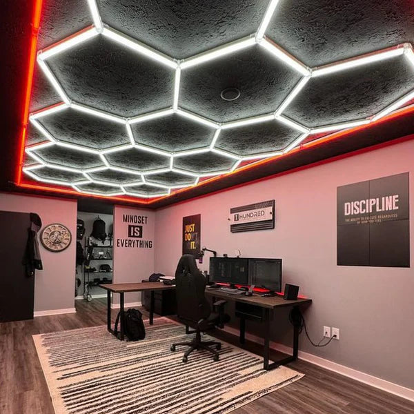 HIVE - (Gen 2) Hexagon LED Lighting System - Single Garage Kit with Red Border